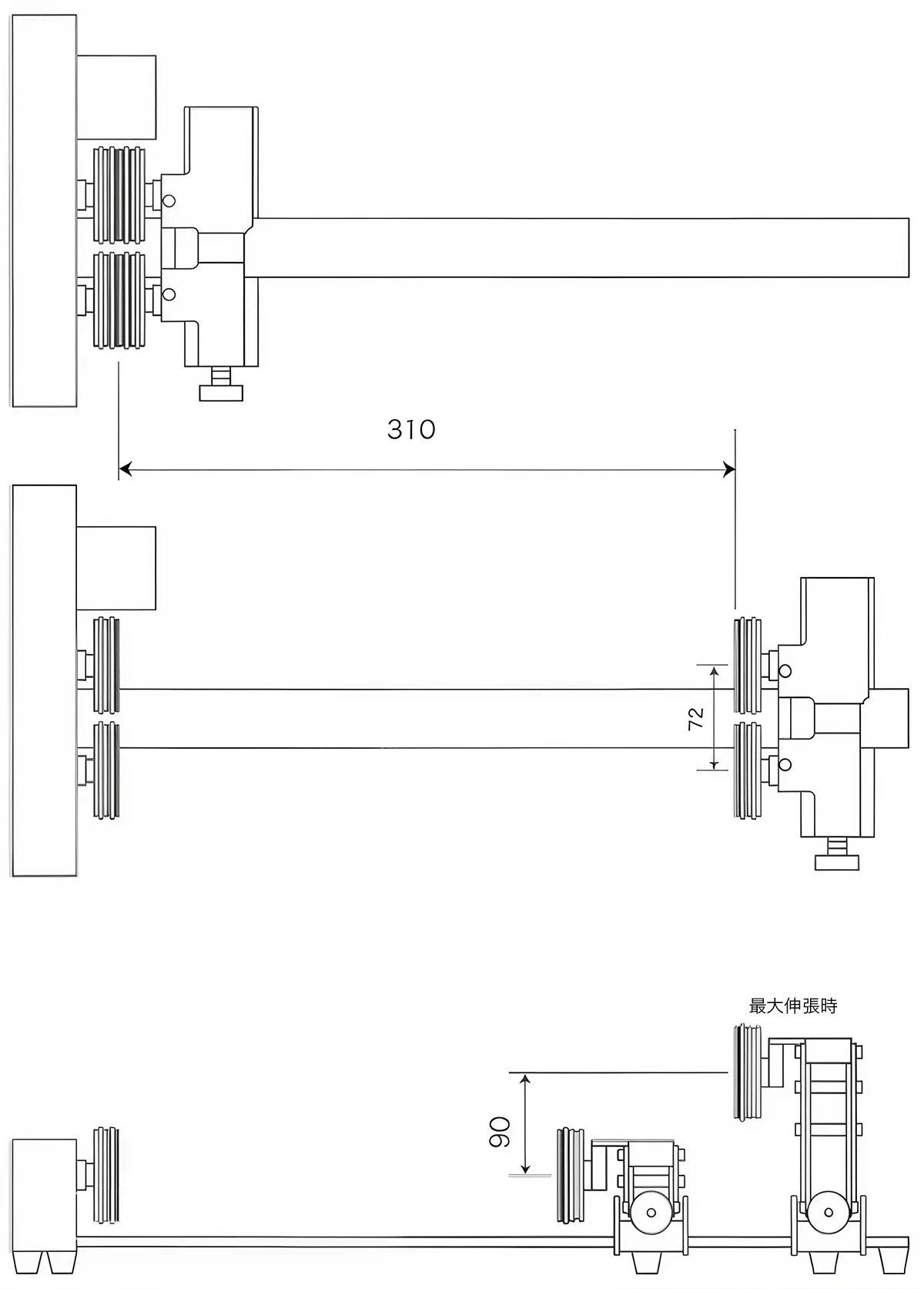 ローラー式回転加工機平面図